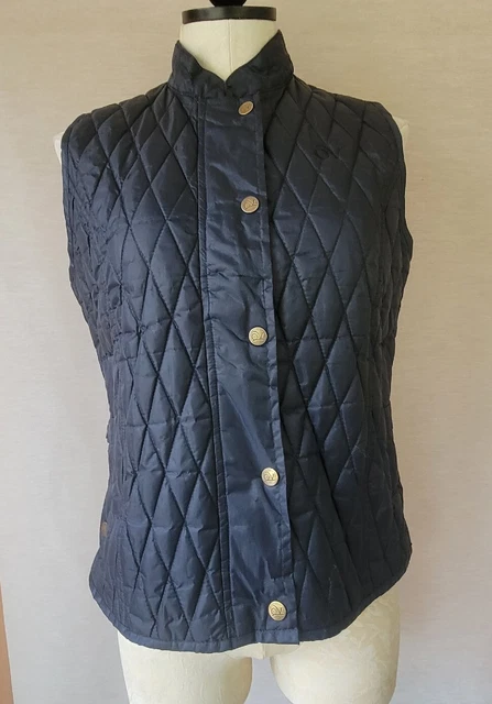 OVATION Women's Navy Blue Quilted Pockets Riding Equestrian Zippered Vest Size S