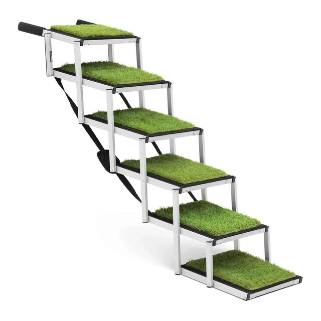 Hundetreppe Auto Hunderampe faltbar Aluminium 68 kg Kunstrasen Höhe 81 cm