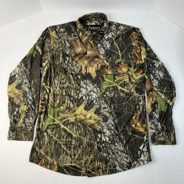 Rocky Mossy Oak Break Up Camo Shirt Mens Large L Hunting Scent IQ Atomic Silent