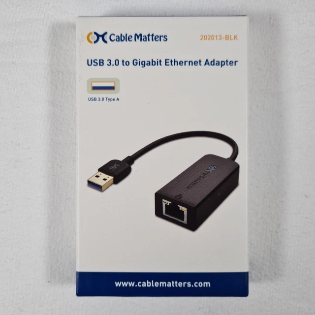 CABLE MATTERS USB 3.0 to Gigabit Adapter USB Black £