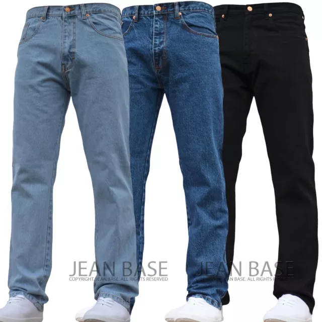 Bnwt New Mens Straight Leg Work Basic Plain Denim Jeans Pants All Waist & Sizes