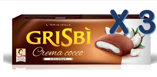 " MATILDE VICENZI " Grisbi' Biscuits Cacao Avec Crème de Coco 3X150g
