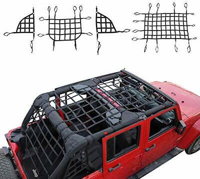 4PCS Mesh Roof Top Net Luggage Cargo Trunk Net for Jeep Wrangler 2018+ JL 4Door