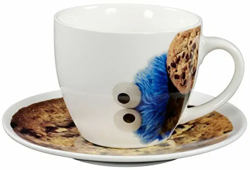 Sesame Street-Set The/Caffe' Tazza+Piattino Ceramica-Cookie Monster-220Ml