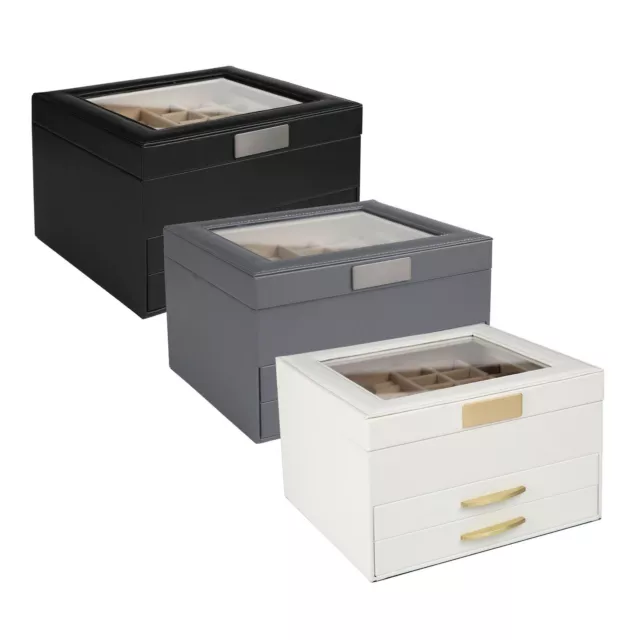 Coffret Boite Boîte à Bijoux avec miroir intégré moderne en velours 3Tier Edaygo