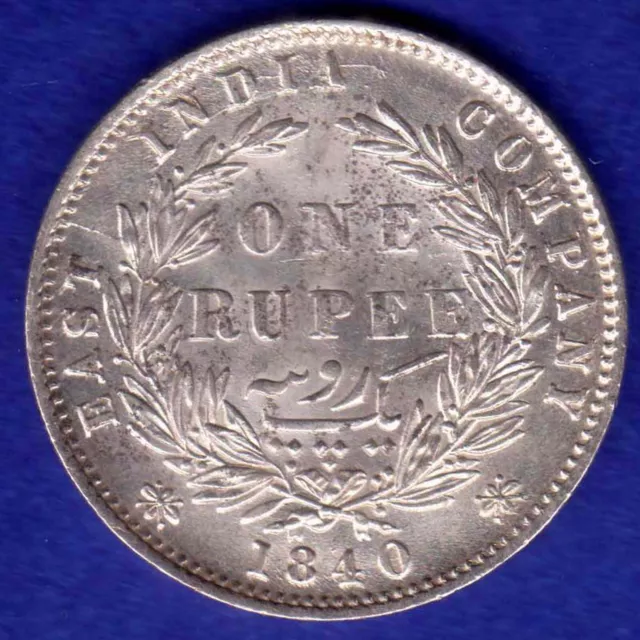 British India-1840-Divided Legend-Victoria-One Rupee-Top Condition Silver Coin
