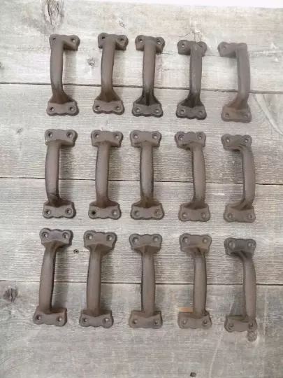 15 Cast Iron Handles Rustic Drawer Pulls 5 1/2"  Table Tray Cabinet Window Craft