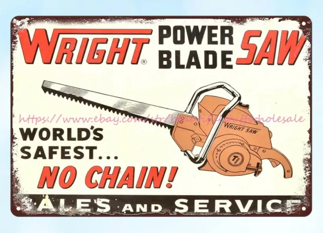 accent wall decor Wright Power Blade Saw metal tin sign