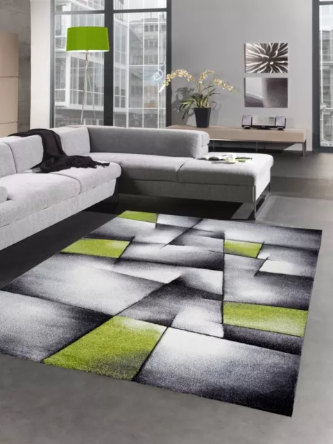 Moderna Alfombra pelo corto alfombra sala de estar abstracta karo verde gris