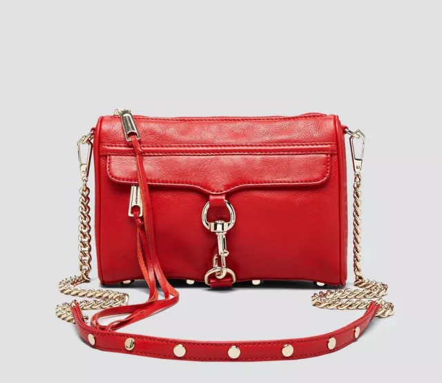 NWT Rebecca Minkoff Mini MAC Leather Crossbody Shoulder Bag CRIMSON RED AUTHENTC