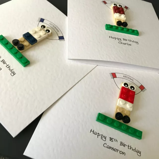 Personalised Football team birthday card with LEGO ® husband grandson son