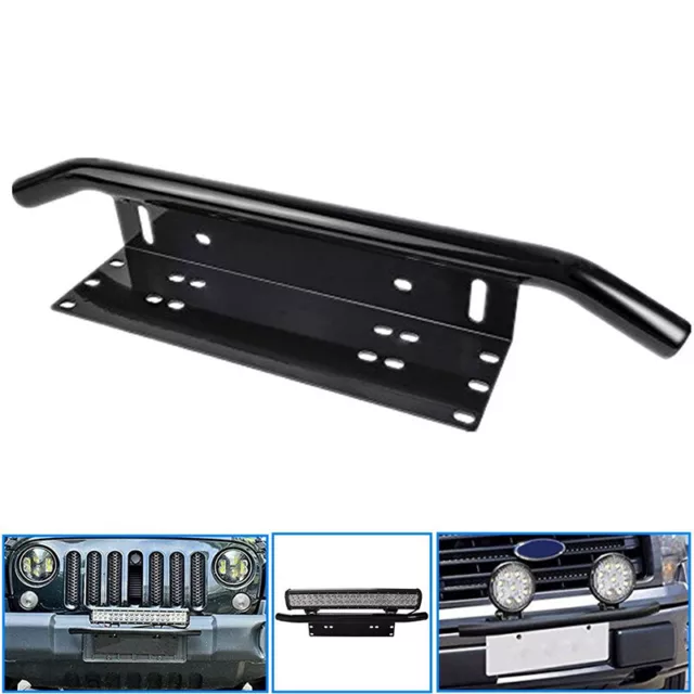 Universal Front Bumper License Plate Mount Bracket Install Holder Bull Bar