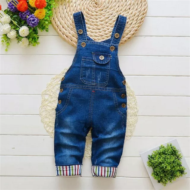 Boys/Girls Adjustable Denim Pants Print Overalls Baby Denim Jumpsuits Playsuit