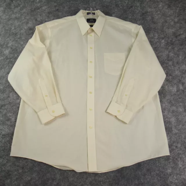 Stafford Shirt Mens 18 35 Light Yellow Wrinkle Free Solid Long Sleeve Button Up