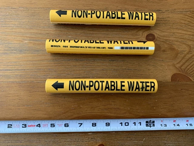 BRADY Pipe Marker, Non-Potable Water, Y, 4 to6 In 4102-D Lot Of 3