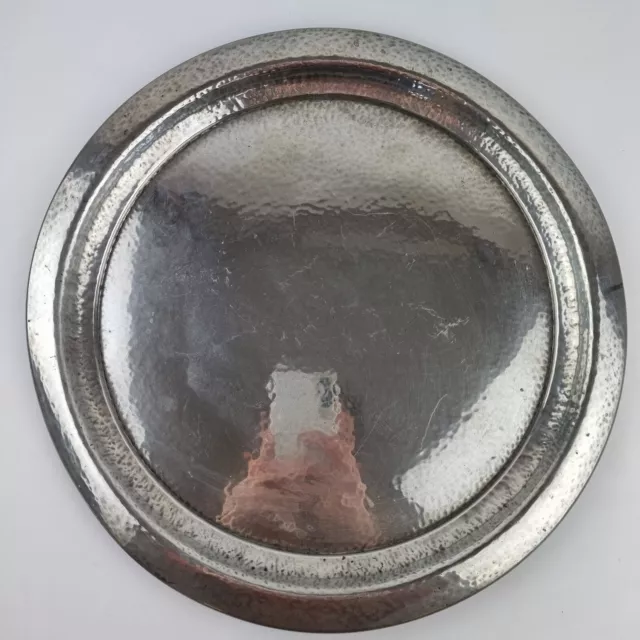 Vintage English Pewter Liberty & Co. Charger Tray 01213 Hammered Decor 35.2cm