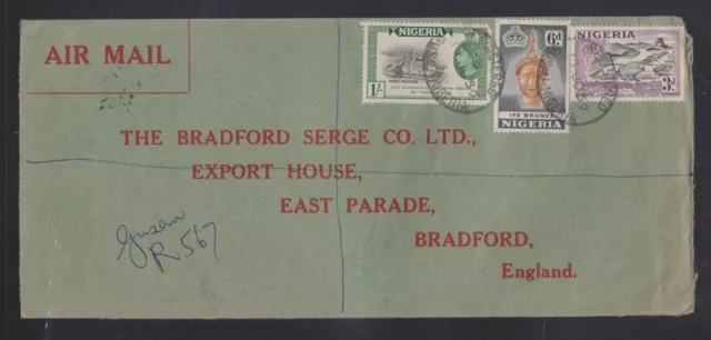 Nigeria 1959 Qeii Registered Airmail Cover Gusau Manuscript To Bradford England