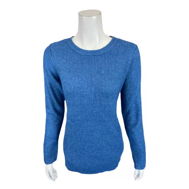 LOGO by Lori Goldstein Women's Textured Knit Sweater Bright Cobalt Small Size