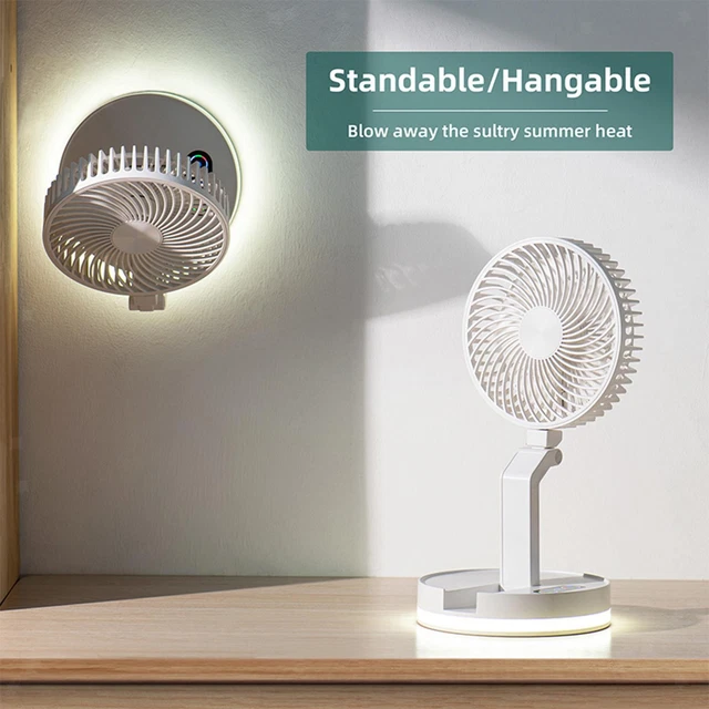KOTUNARI Ventilatore Pieghevole 20cm, Ricaricabile 7200mAh, Con Telecomando E Timer, 4 Velocità, Altezza Regolabile Fino A 100cm