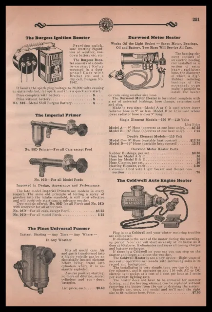 1931 Burgess Ignition Booster Durwood Motor Heater Pines Fuemer Vintage Print Ad