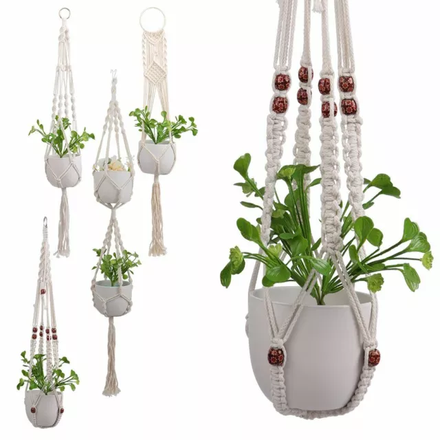 Garden Plant Hanger Macrame Hanging Planter Basket Rope Pot Holder Decor 4 Types