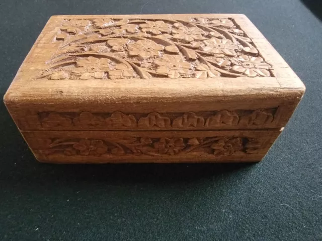 Wooden Carved Tarot Box Wicca Pagan 4" X 6"   Jewerly box floral design