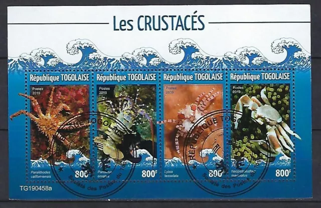 Animaux Crustacés Togo 2019 (375) Yvert n° 7514 à 7517 oblitérés