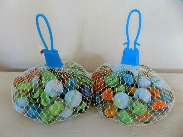 NEW Lot 2 Mesh Bags of Glass Marbles