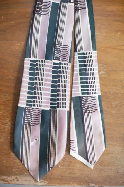 VTG 40s Swing Tie Lindy Hop WWII Jazz Bold Look American Green Rayon 49" x 3.5"