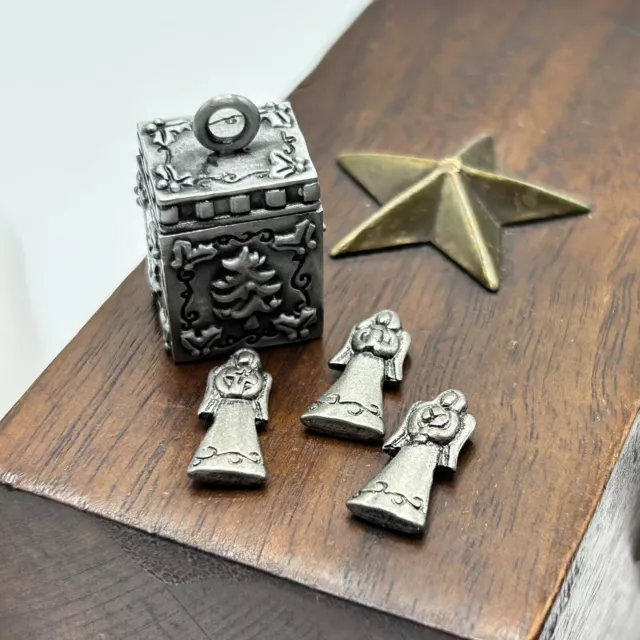 Ganz Prayer Box & Charm Trinket 3 Angels Christmas Pendant Pewter Xmas LOVE