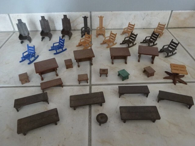 Lot Accessoires Playmobil Moyen-Âge - Tables, Coffres, Or, Tabourets - Vintage
