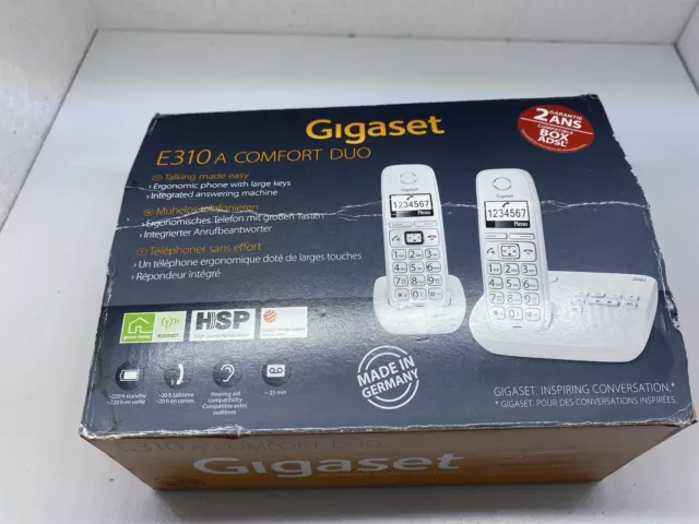 Gigaset E310A Duo Comfort - Blanc - Téléphone fixe avec répondeur - bon état.