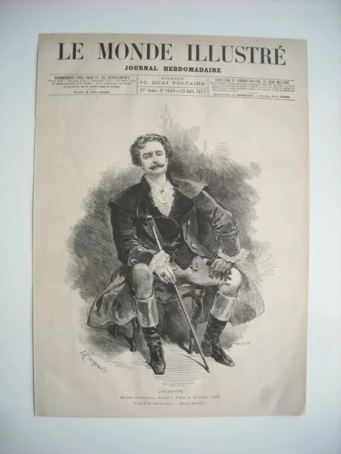 Gravure 1877. Laferriere, Artiste Dramatique. Par M. Edmond Morin.