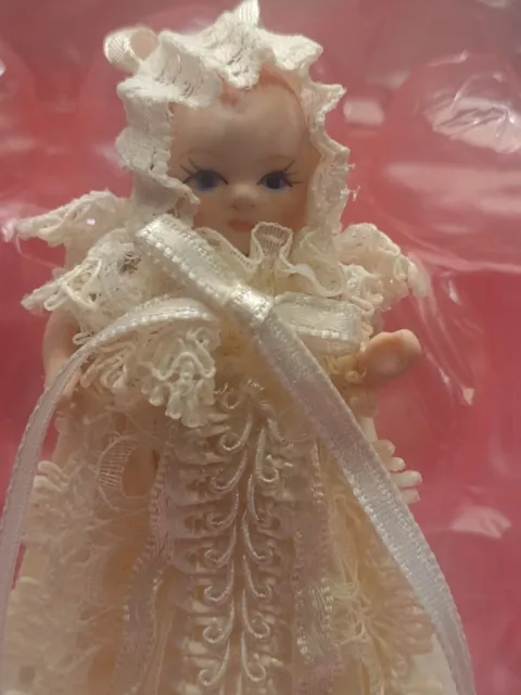Vtg. Jocelyn Mostrom  Kurt Adler Miniature  Christening Doll  Ornament Rare Cute