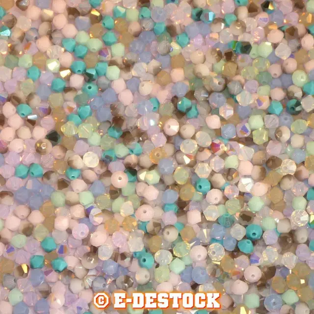 lot de 50 Perles Toupies 4mm Cristal Swarovski - MIX MULTICOLORE PASTELS