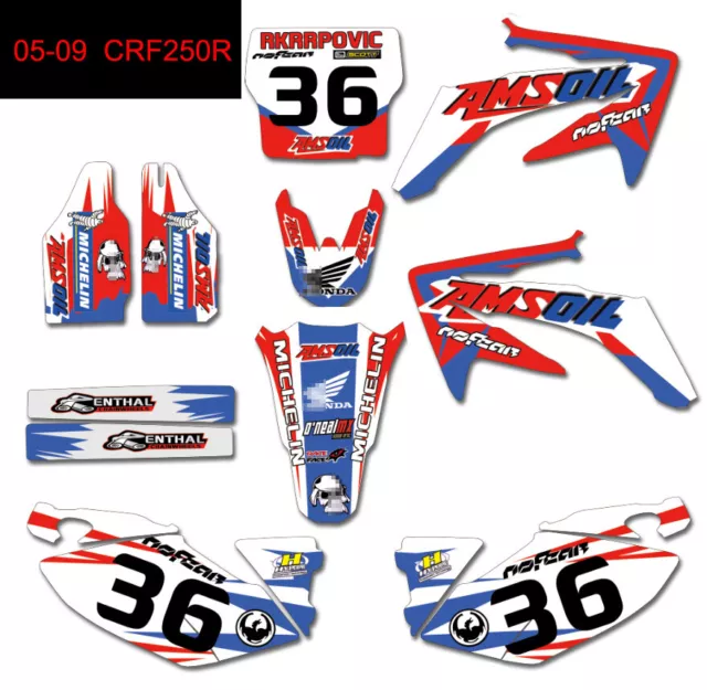 Team Graphics Backgrounds Decals Kit For Honda 2005-2009 CRF250R 2006 2007 2008