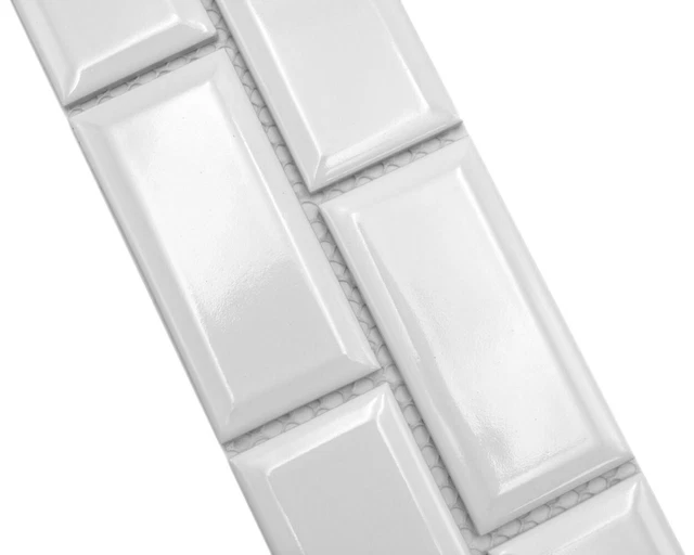 Mosaico bordo metro bordo uni bianco mosaico ceramica lucido WB26BORM-0101