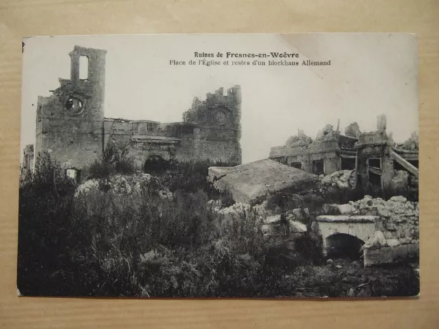 Cpa (55) Woevre Fresne Ruins Church Square German Blockhouse Remains