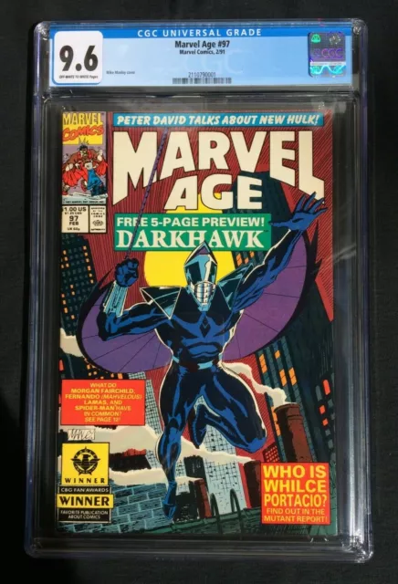 Marvel Age #97 Dark Hawk Mike Manley Cover CGC 9.6 2110790001