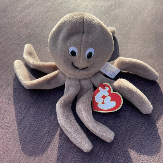 RARE TY BEANIE Babies Inky Octopus 3rd gen hang tag/1st Gen Tush Tag