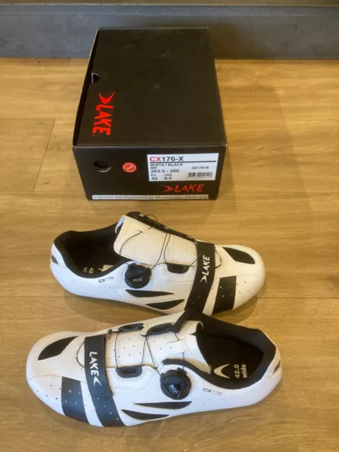 Lake CX176 X Wide White/Black size 42 Euro road shoes