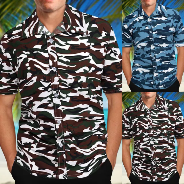 Short-Sleeved Casual Collar Printed Shirts Blouse Turndown Spring Men's Loose