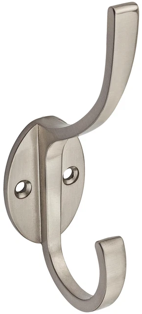 National Hardware V8009 Double Prong Coat and Hat Hook - Nickel