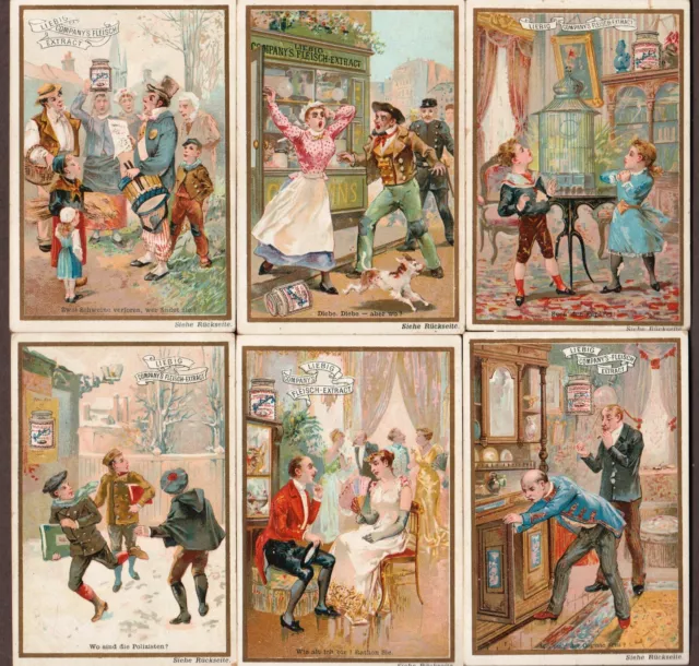 Liebig S-381 "Puzzles(Hidden Objects) Xiv" Set 6 Vintage Trade Cards 1893 German