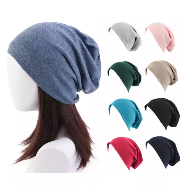 Unisex Men Women Solid Color Beanie Hat Sleeping Cap Wrap Turban Chemo Hat Cover