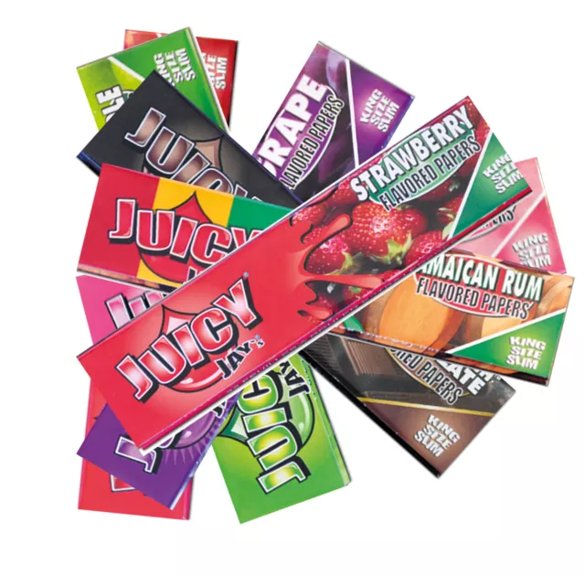 10 x Juicy Jay's Blättchen King Size Long Papers mit Aroma Geschmack gemischt 2