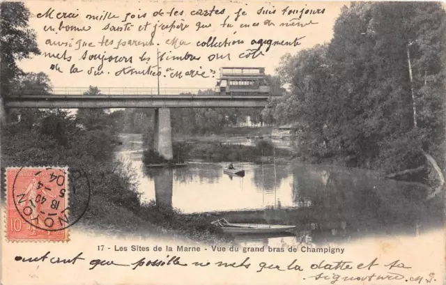CPA 94 LES SITES DE LA MARNE VUE DU GRAND BRAS DE CHAMPIGNY (dos non divisé)