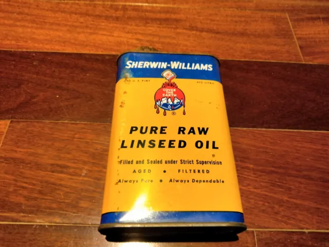Vtg. SHERWIN-WILLIAMS PURE RAW LINSEED OIL Read Description