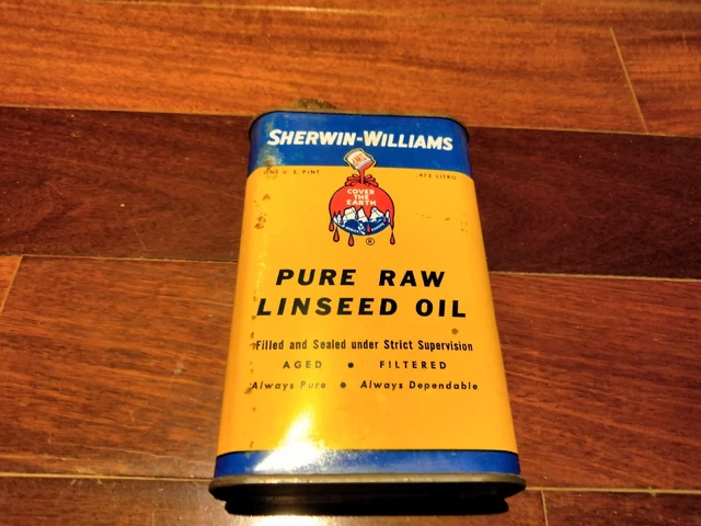 Vtg. SHERWIN-WILLIAMS PURE RAW LINSEED OIL Read Description Vtg. SHERWIN-WILLIAMS PURE RAW LINSEED OIL Read Description