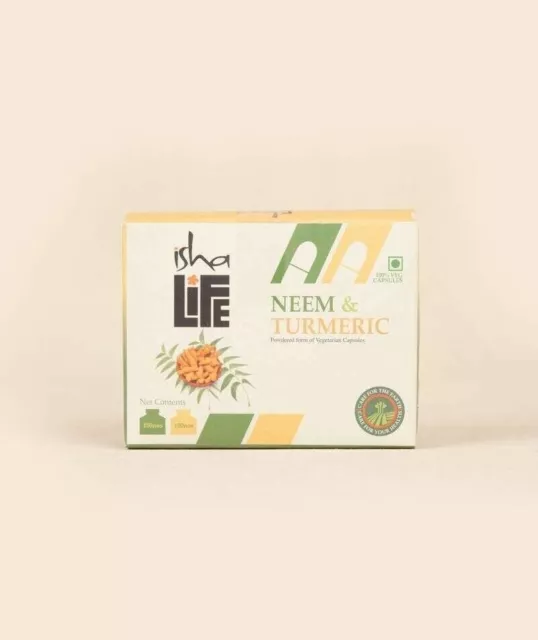 Isha Life Neem & Curcuma Powder in Veg Capsules - Combo Pack de 100 pcs chacun